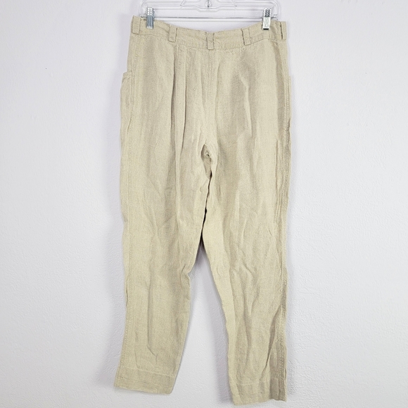 Vintage Pure Nature Earthy High Rise Relaxed Fit Linen Pants Size Large - Picture 3 of 15